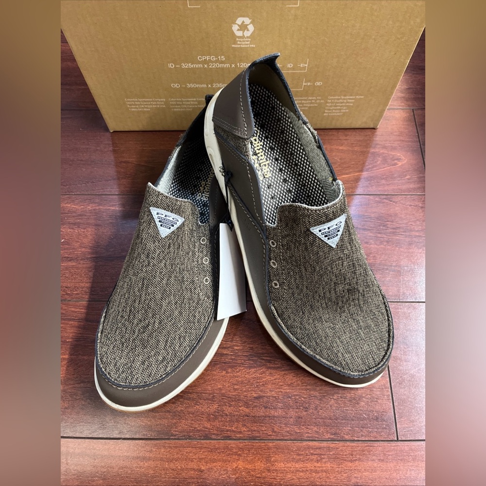 Mens 11 Columbia Bahama Vent Hightide Slip On Boat Water Shoe Brown New HALF BOX